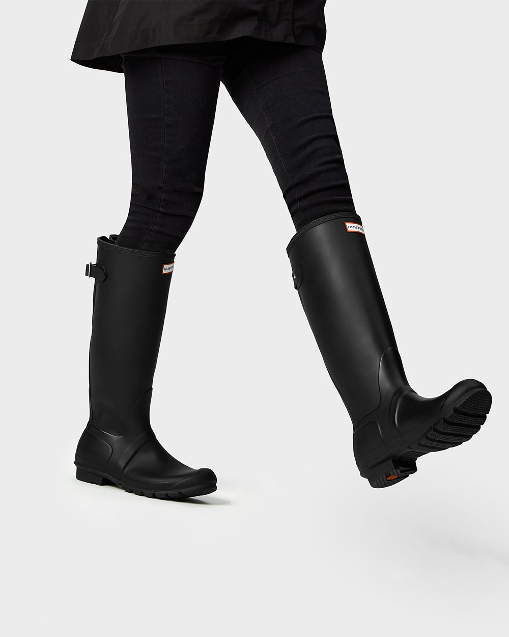 Womens Tall Rain Boots - Hunter Original Back Adjustable (78QBODNLF) - Black